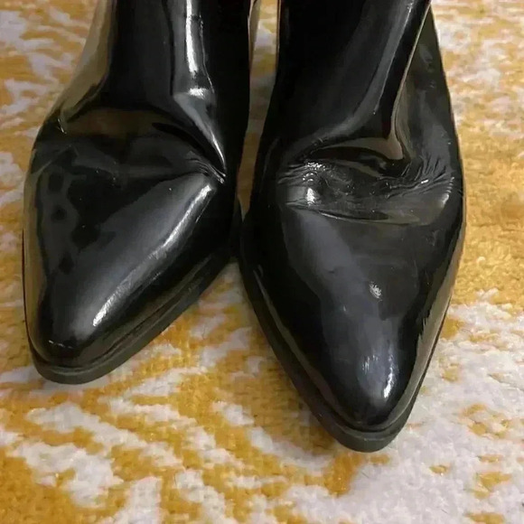 Top Shop patent, leather pointed toe back zipper Chelsea boot 8 - Picture 2 of 6